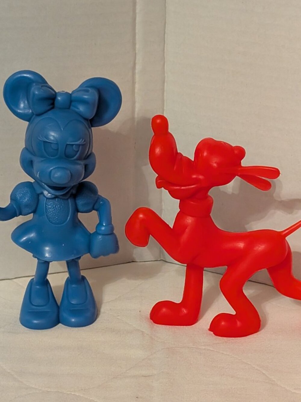 Vintage 1970's Louis Marx Walt Disney Minnie Mouse & Pluto Plastic Figures - USA